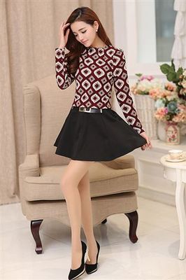 2015春款韓版拼接連衣裙 時(shí)尚修身，一件代發(fā)